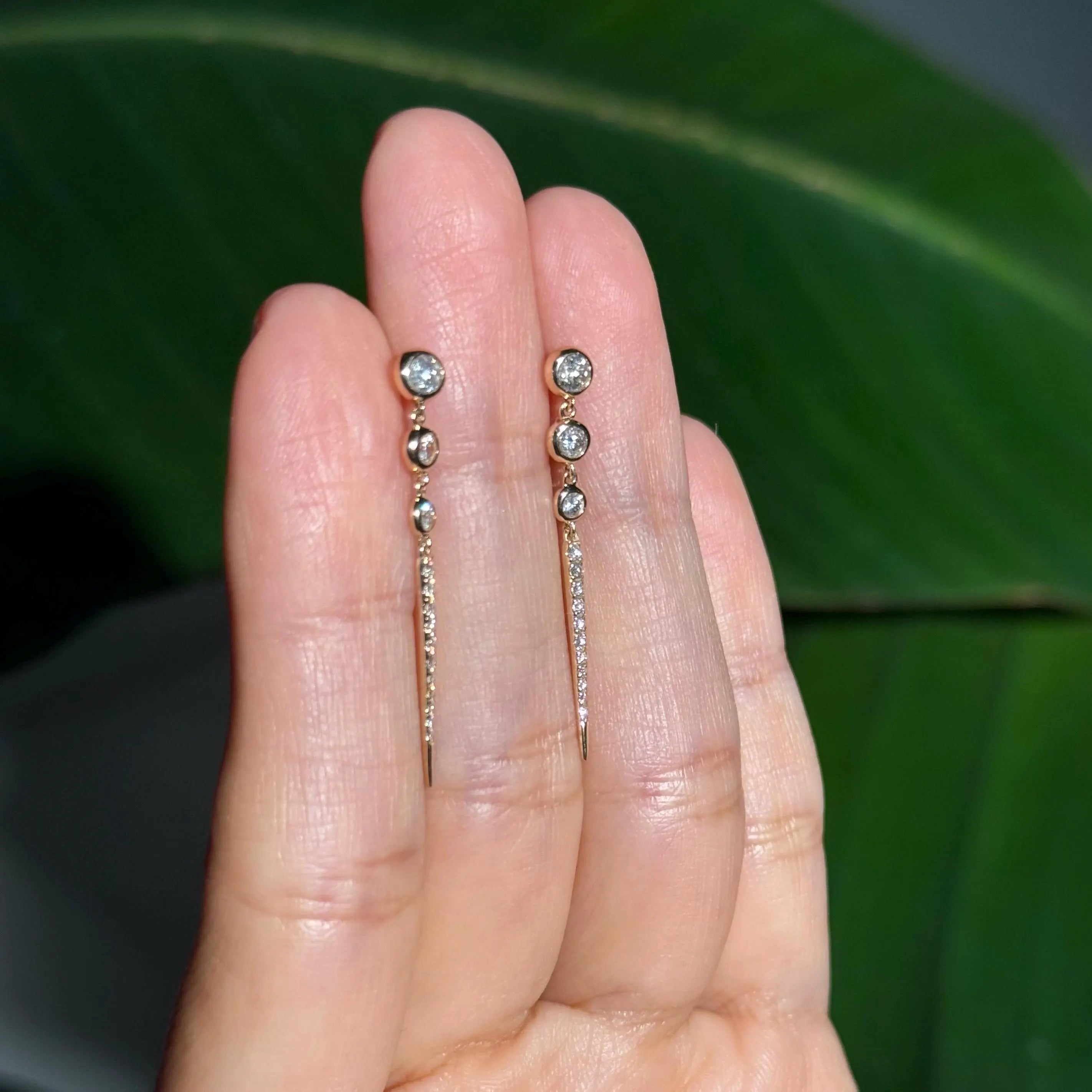 Drop Diamond Earrings in 14k Yellow Gold