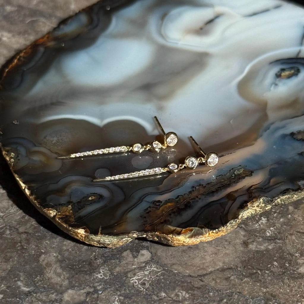 Drop Diamond Earrings in 14k Yellow Gold