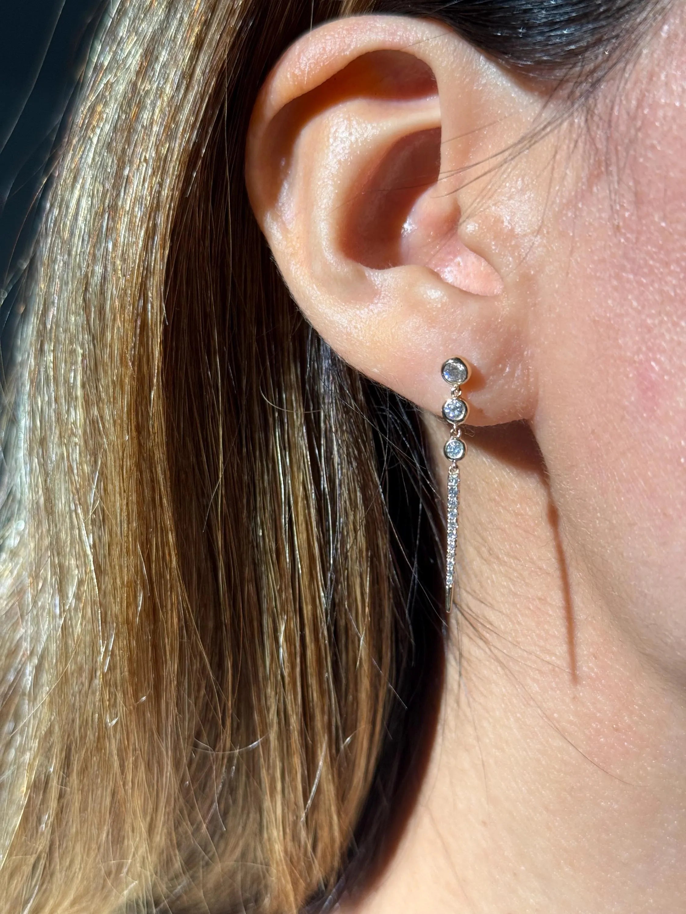 Drop Diamond Earrings in 14k Yellow Gold