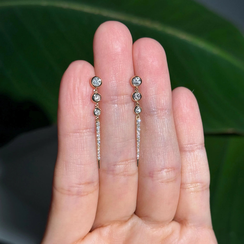 Drop Diamond Earrings in 14k Yellow Gold