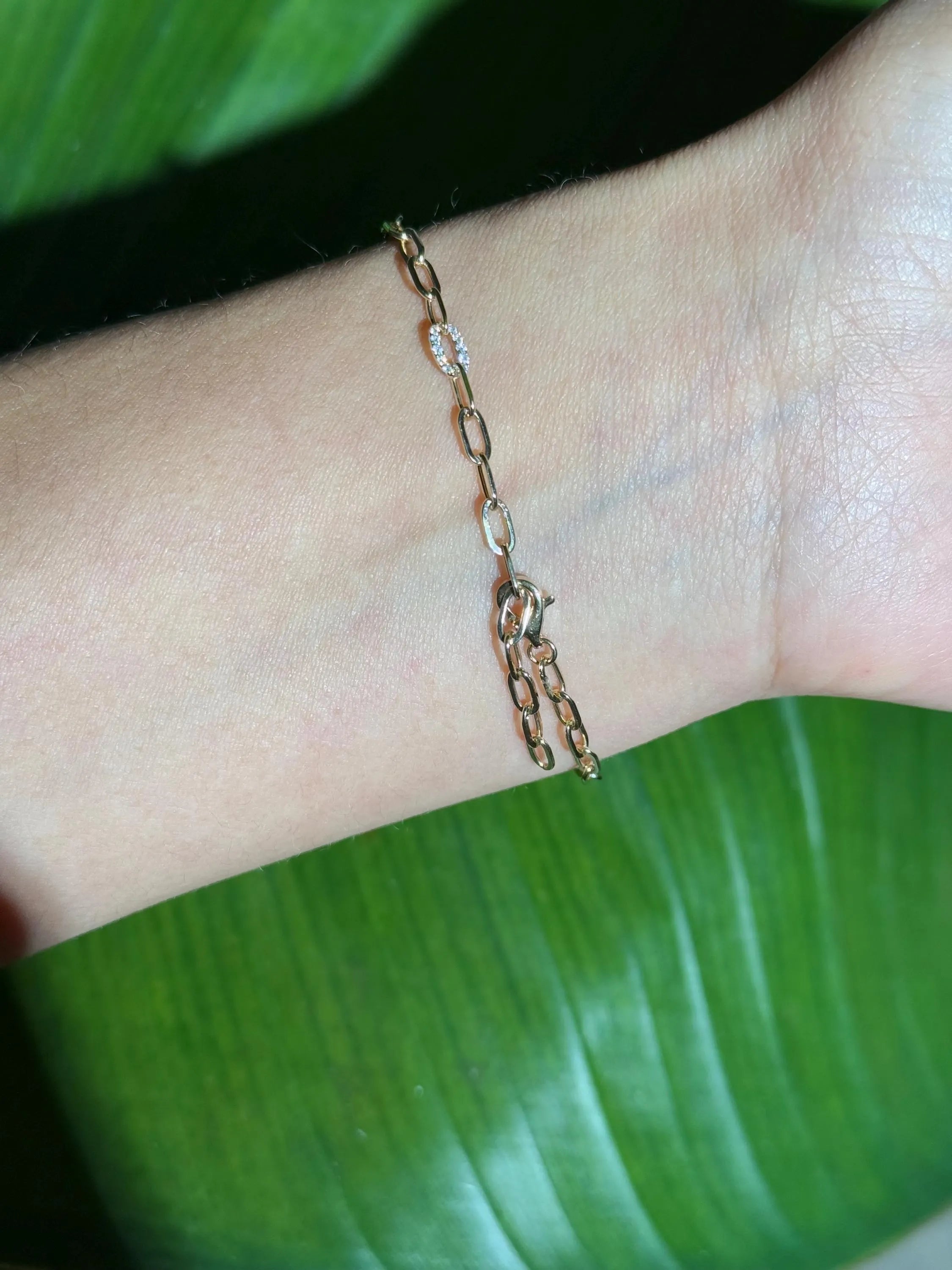 Emerald Diamond Chain Bracelet in 14k Yellow Gold