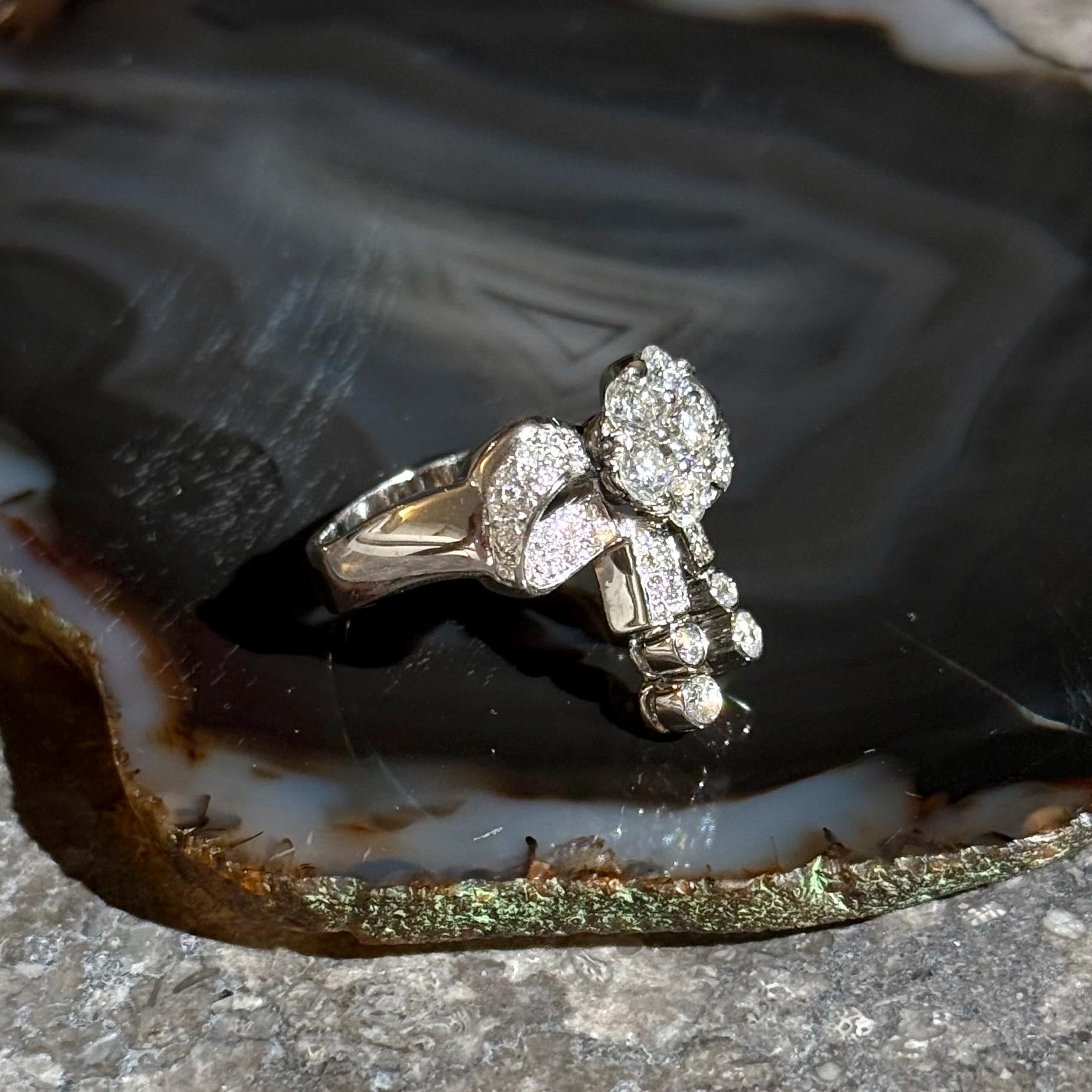 Diamond Ribbon Ring in 18k White Gold