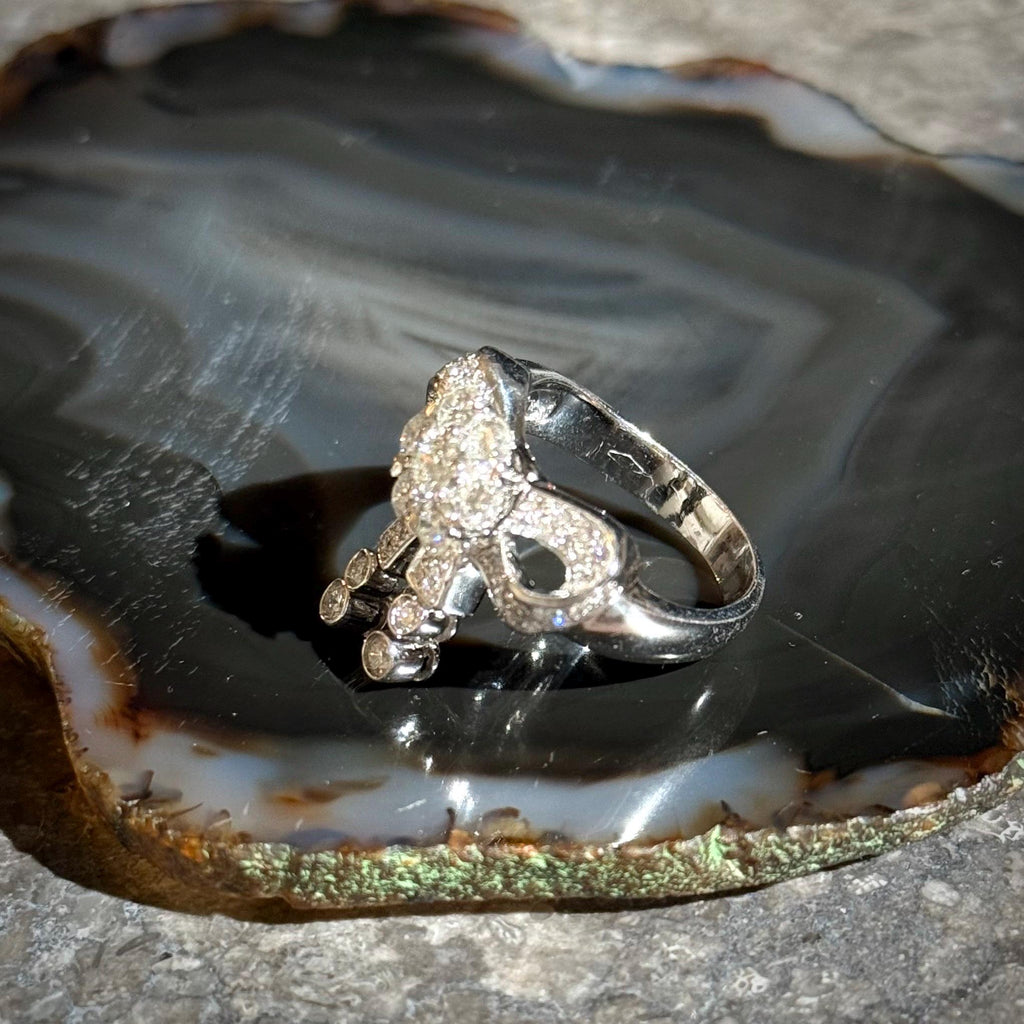 Diamond Ribbon Ring in 18k White Gold