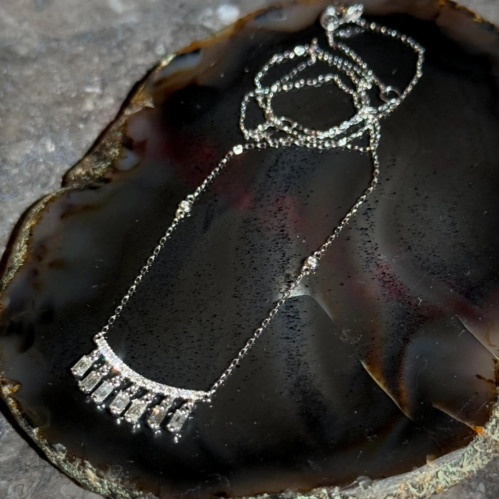 Fringe Diamond Necklace in 14k White Gold