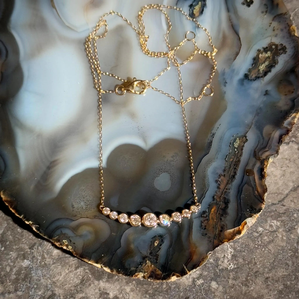 Diamond Bar Necklace in 14k Yellow Gold