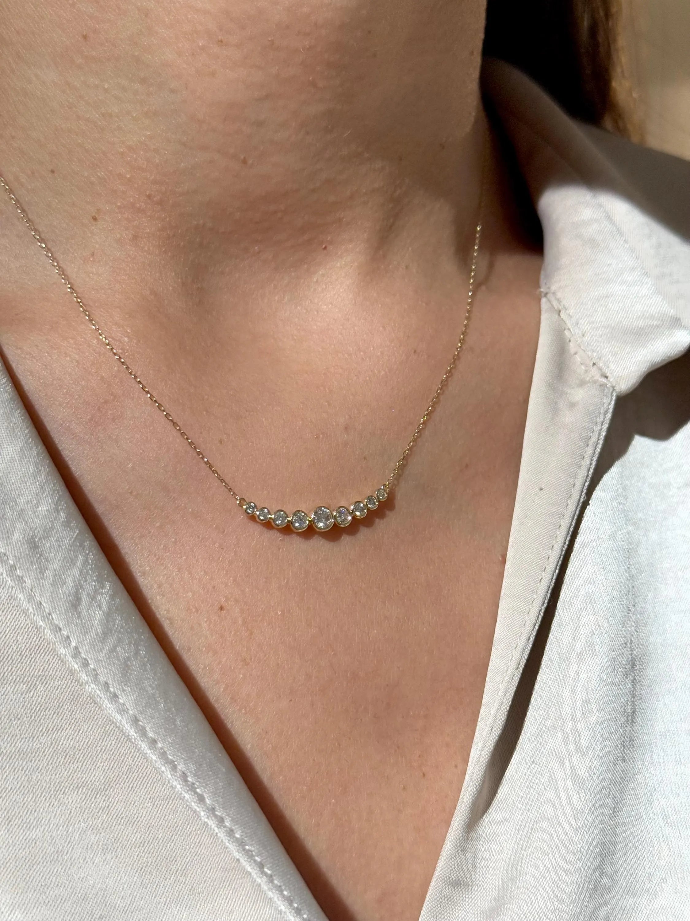 Diamond Bar Necklace in 14k Yellow Gold