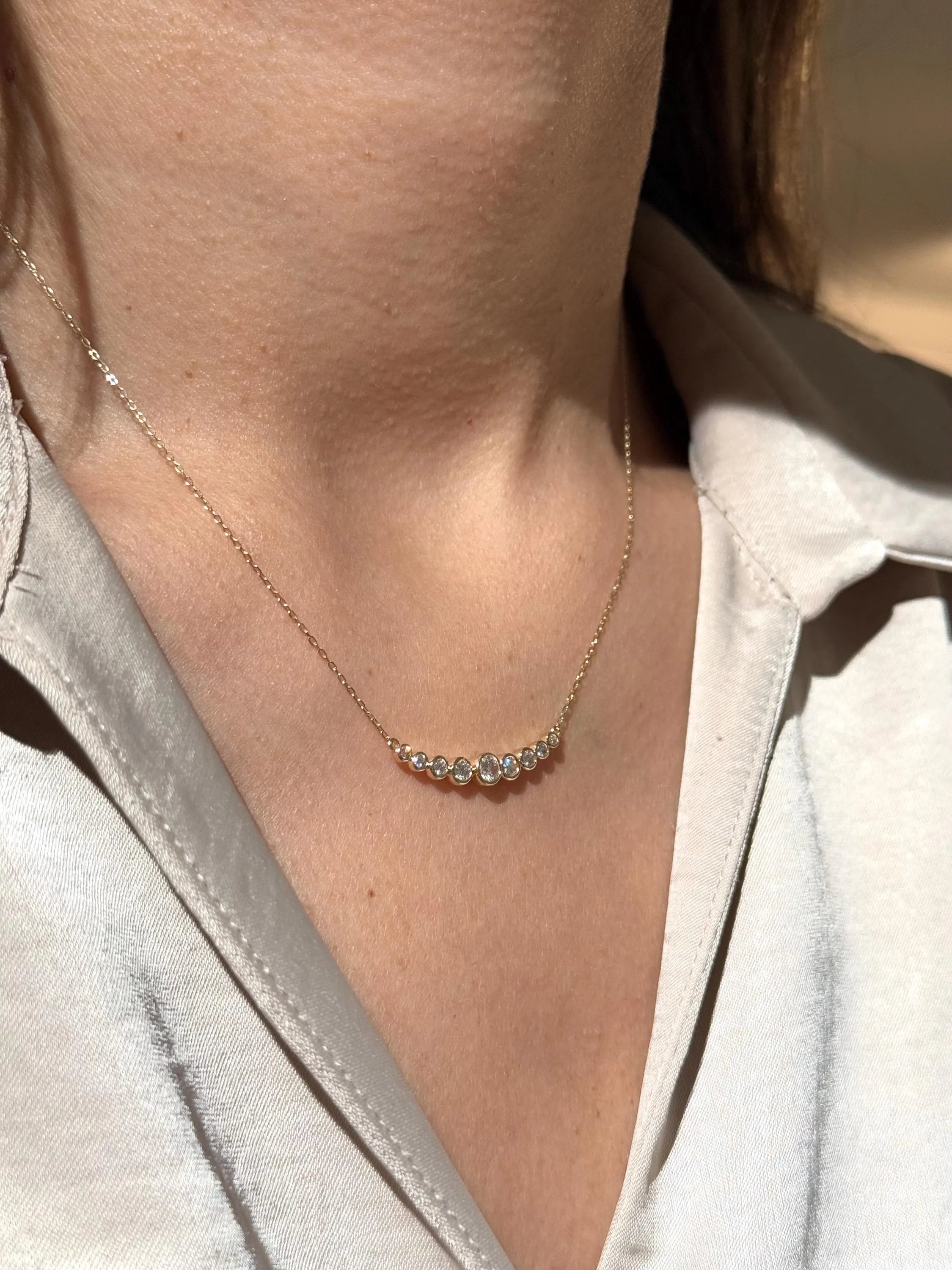 Diamond Bar Necklace in 14k Yellow Gold
