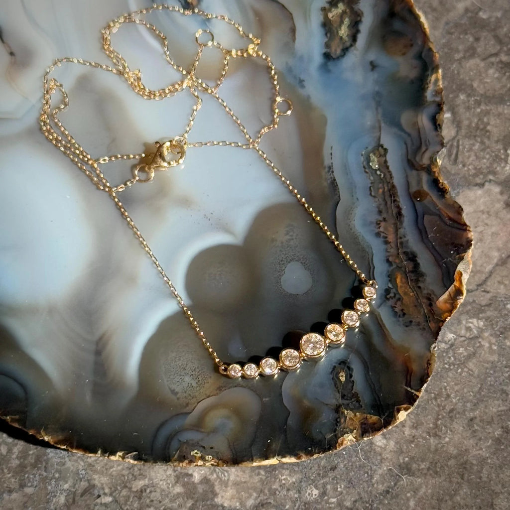 Diamond Bar Necklace in 14k Yellow Gold