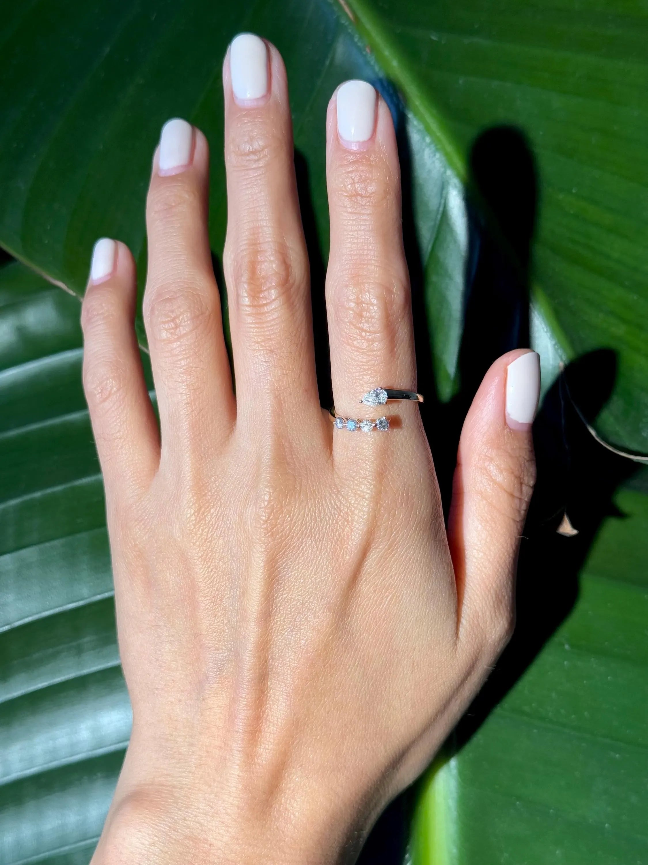 Classy Diamond Bypass Ring in 18k Yellow Gold