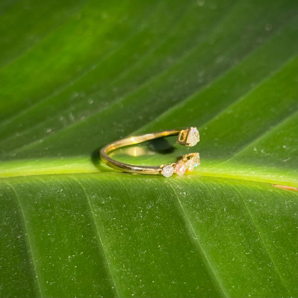 Classy Diamond Bypass Ring in 18k Yellow Gold