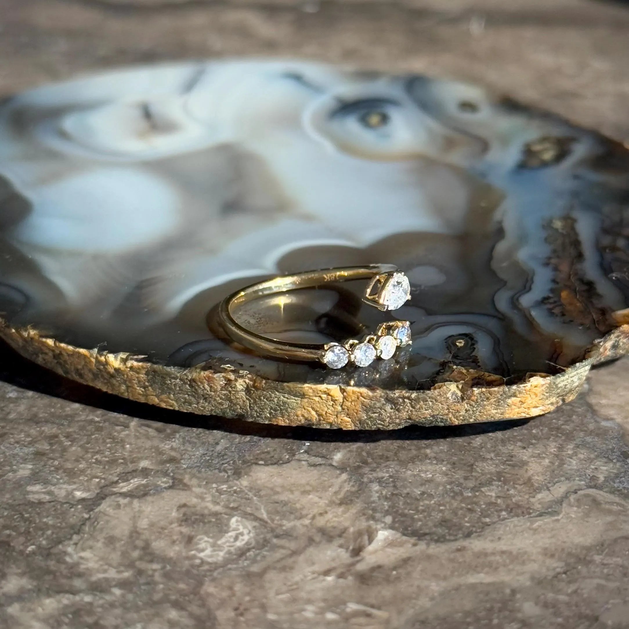 Classy Diamond Bypass Ring in 18k Yellow Gold