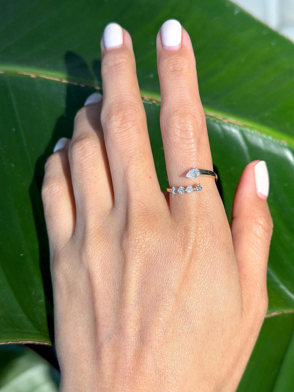 Classy Diamond Bypass Ring in 18k Yellow Gold