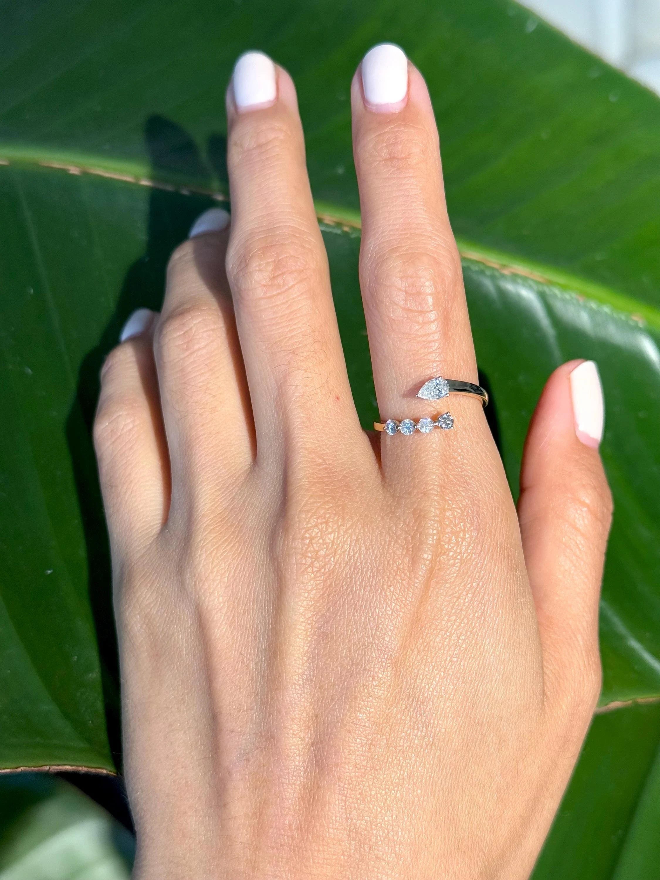 Classy Diamond Bypass Ring in 18k Yellow Gold