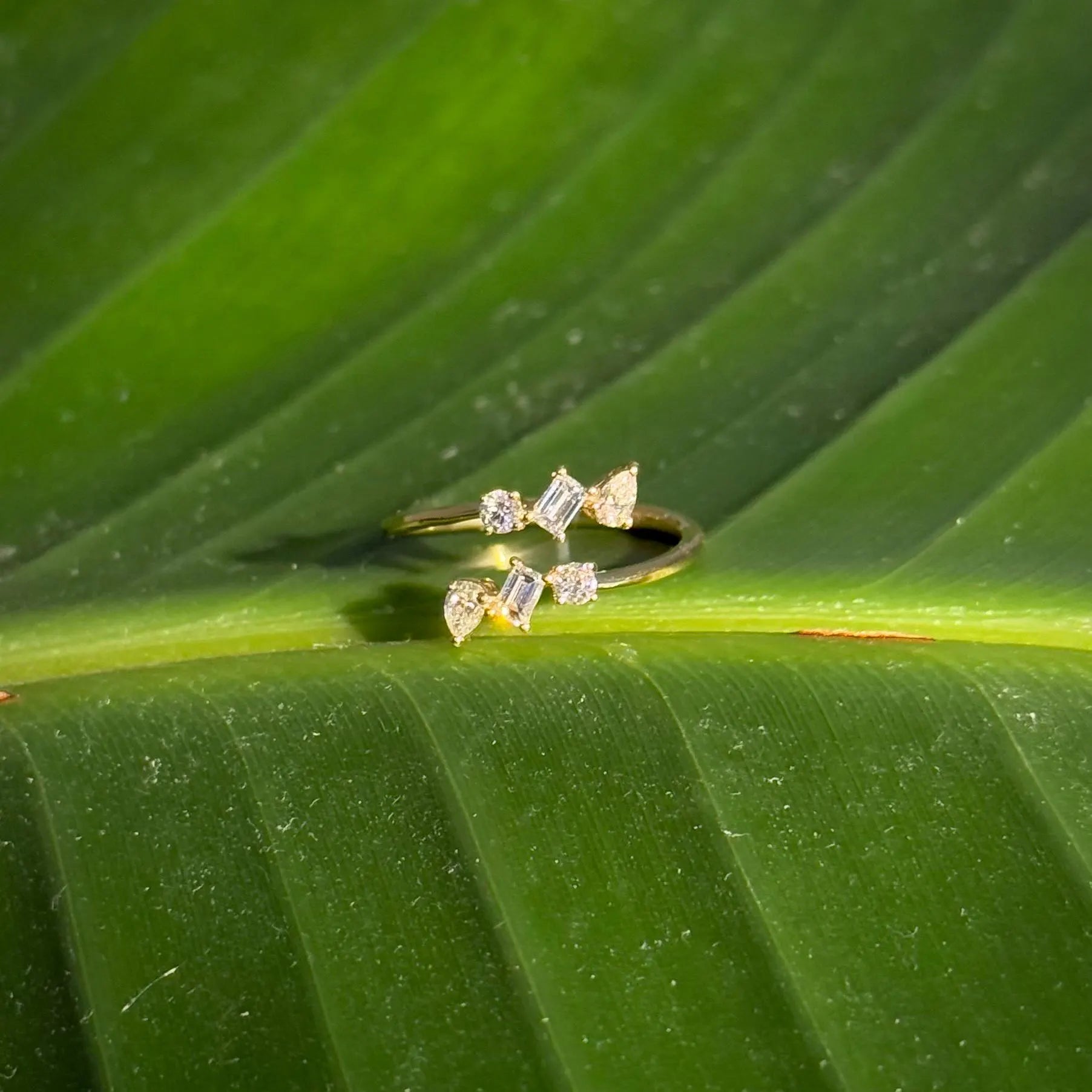 Classy Diamond Bypass Ring in 18k Yellow Gold