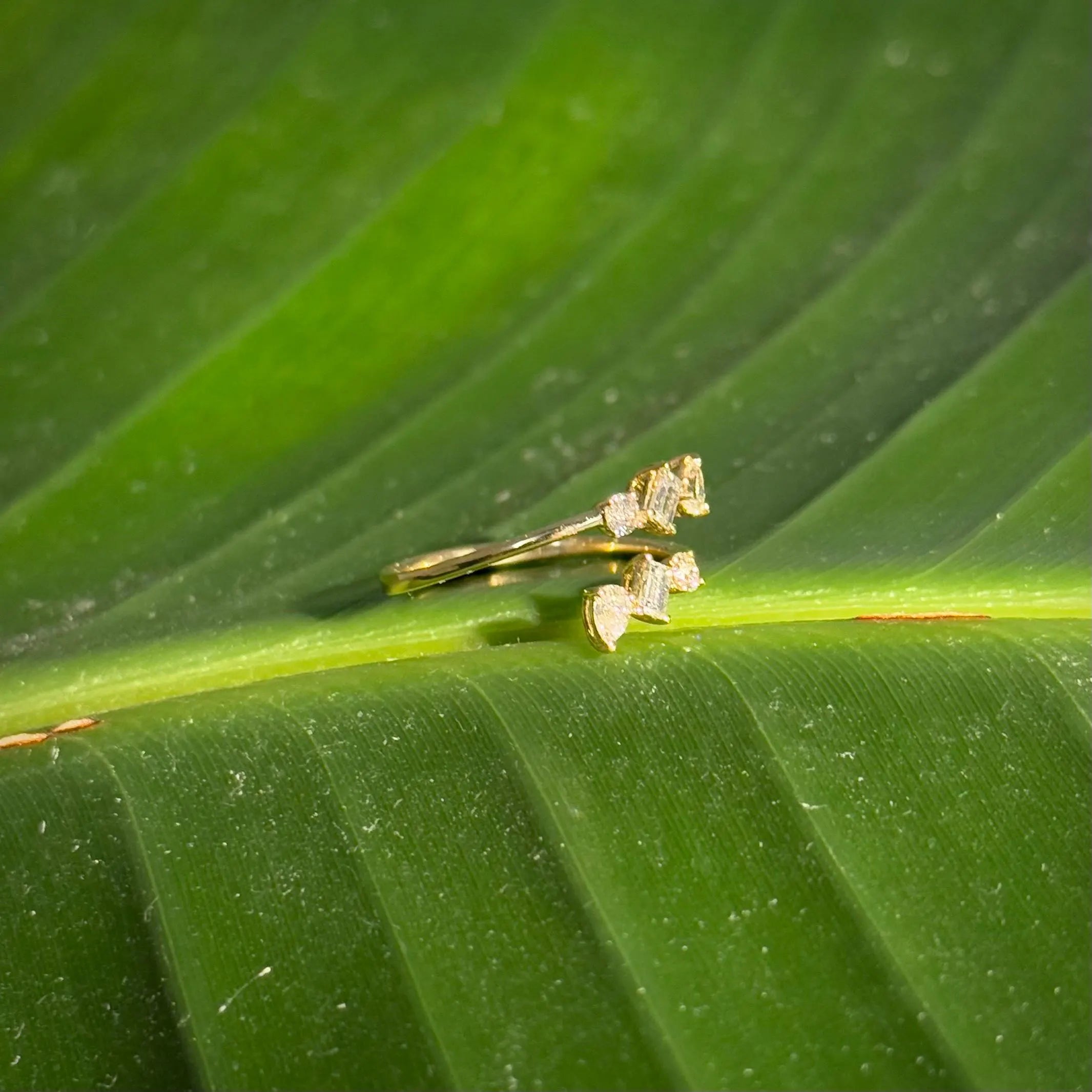 Classy Diamond Bypass Ring in 18k Yellow Gold