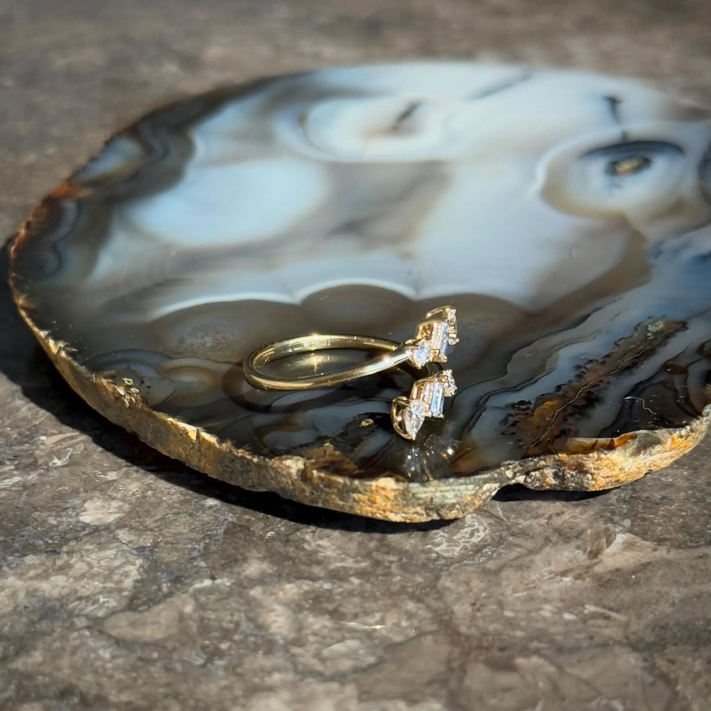 Classy Diamond Bypass Ring in 18k Yellow Gold