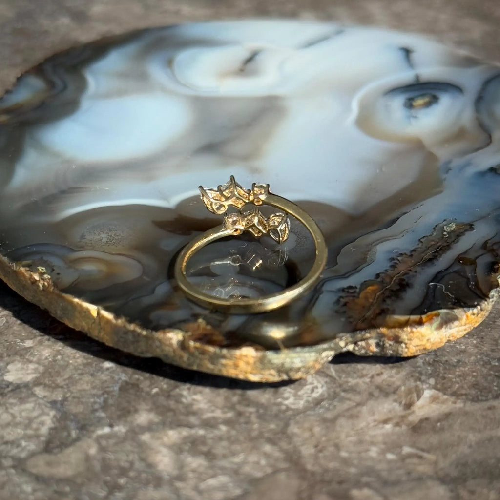 Classy Diamond Bypass Ring in 18k Yellow Gold