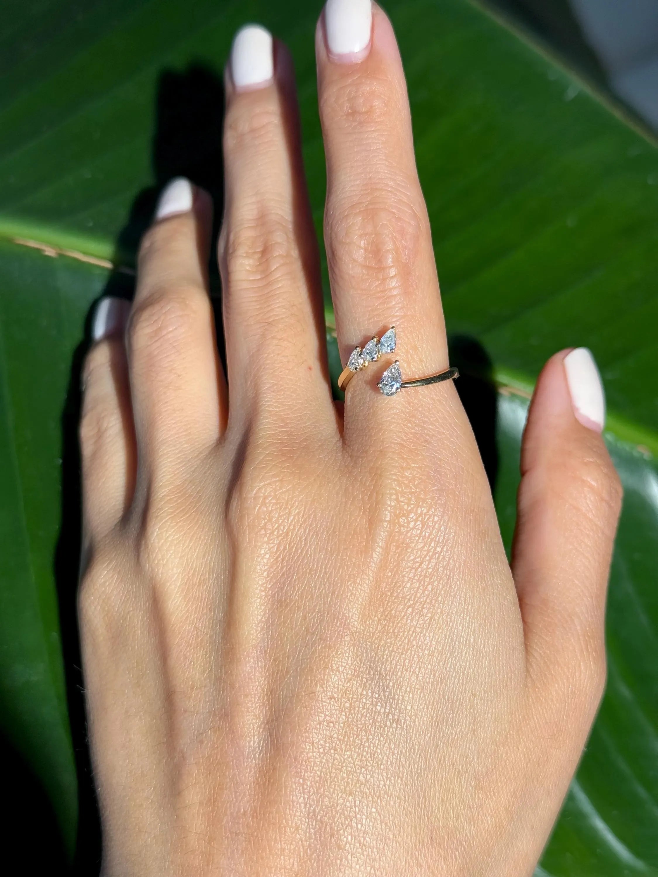 Classy Diamond Bypass Ring in 14k Yellow Gold