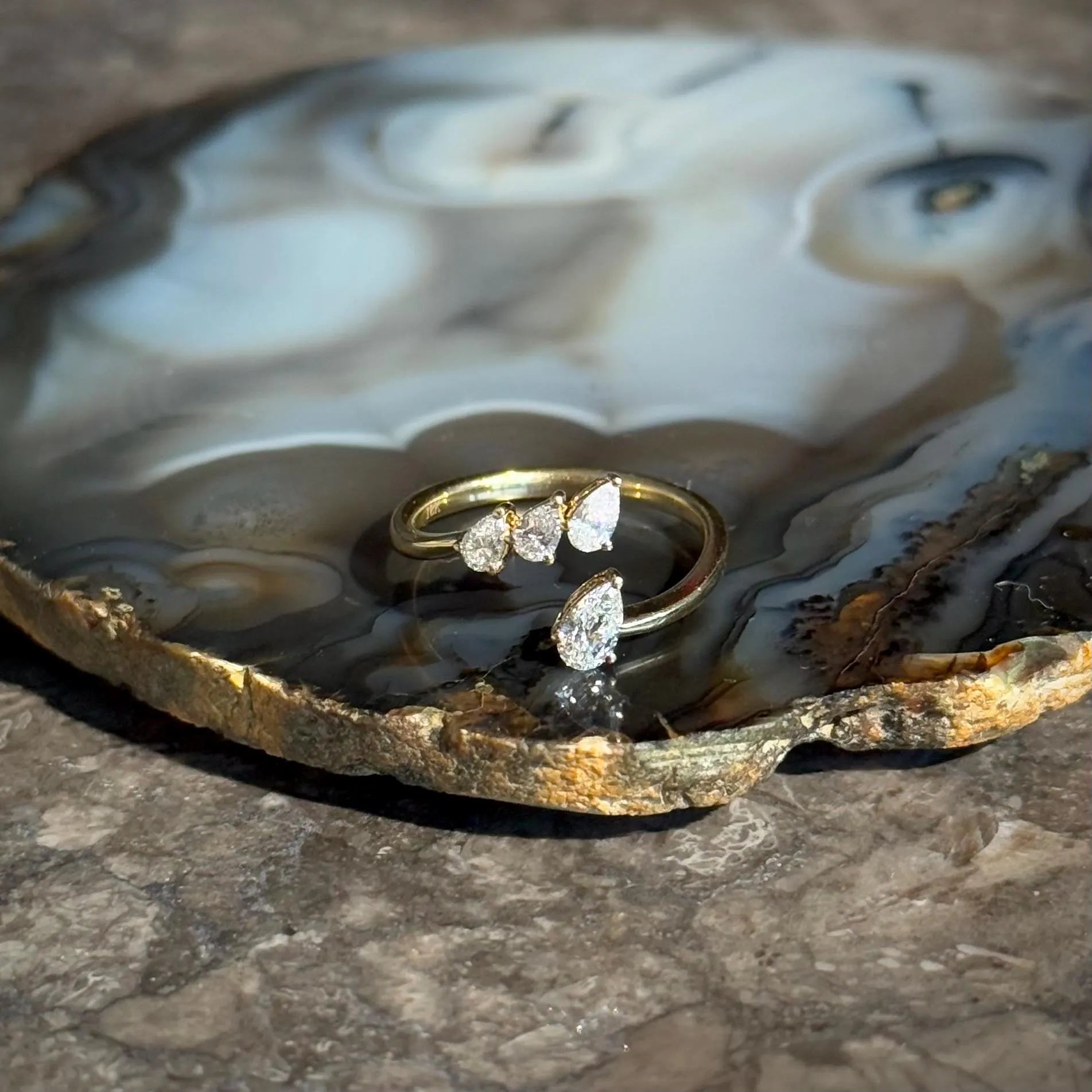 Classy Diamond Bypass Ring in 14k Yellow Gold