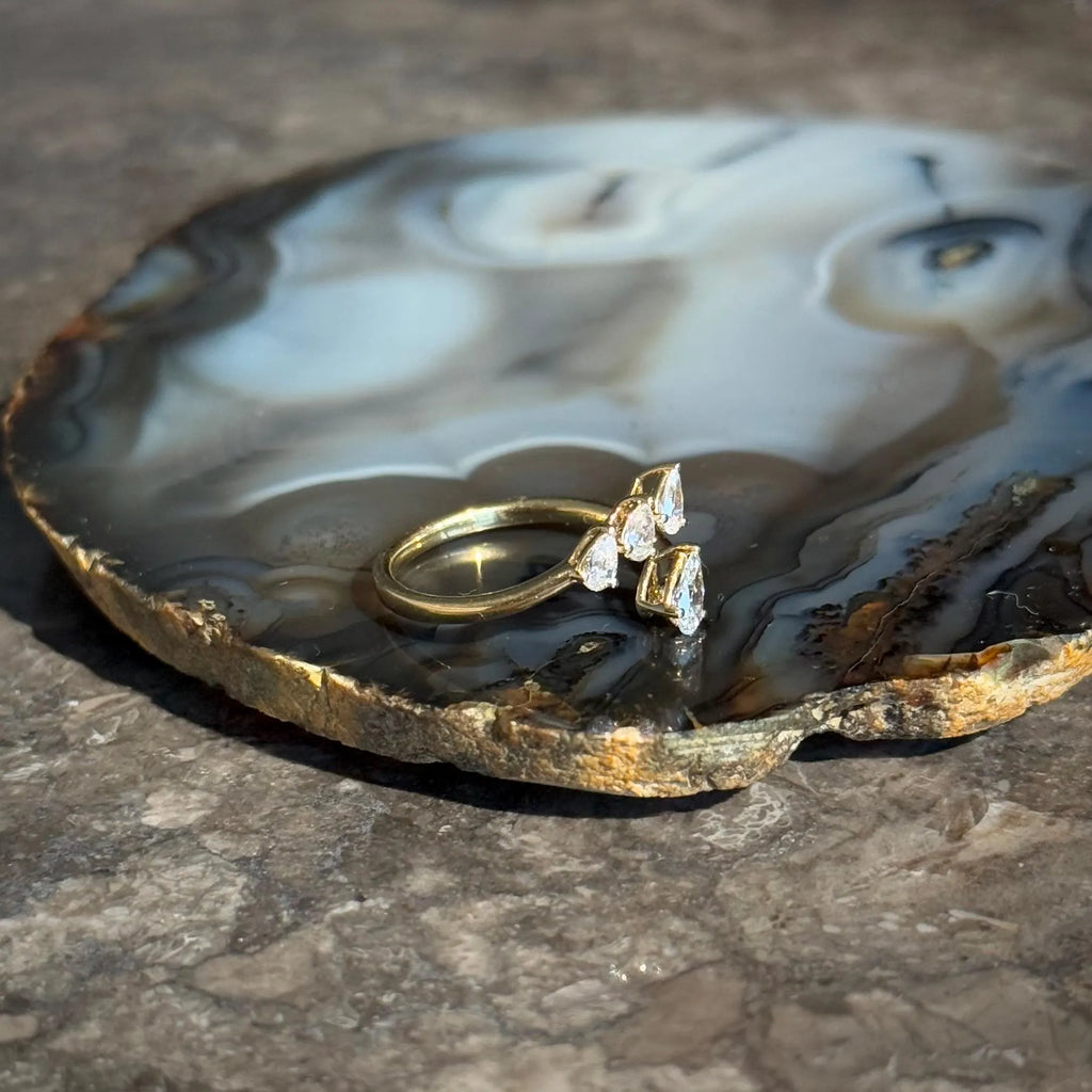 Classy Diamond Bypass Ring in 14k Yellow Gold