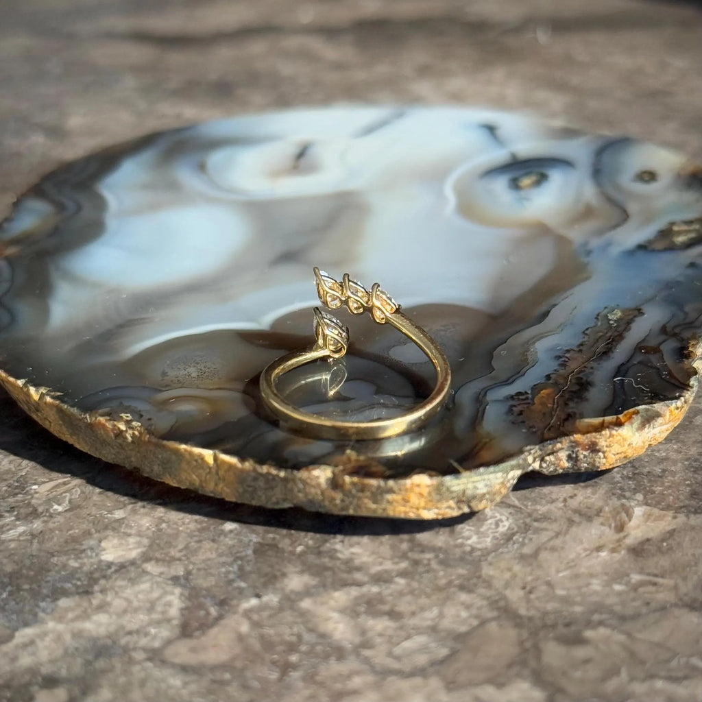 Classy Diamond Bypass Ring in 14k Yellow Gold