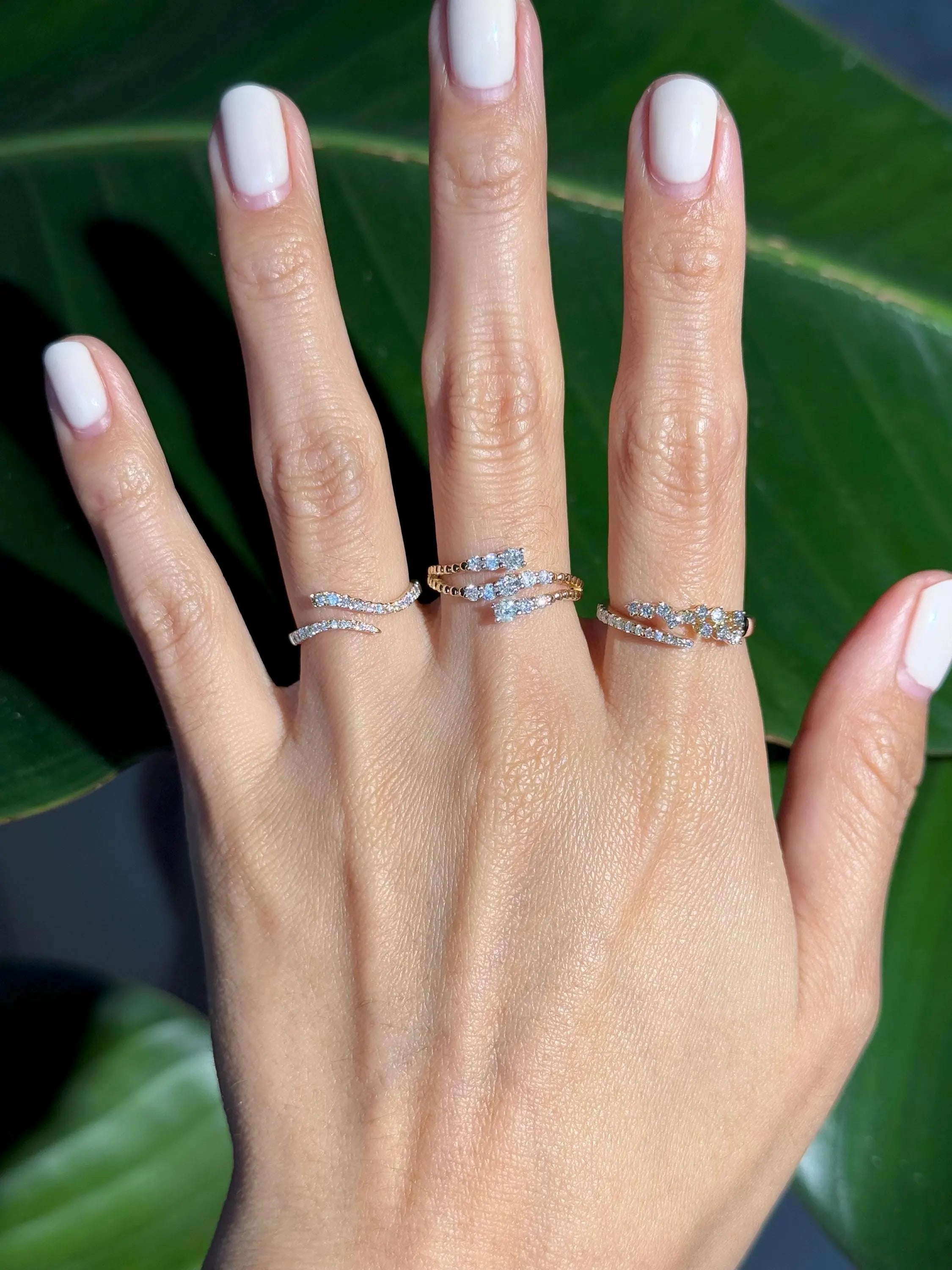 Classy Diamond Bypass Ring in 14k Yellow Gold