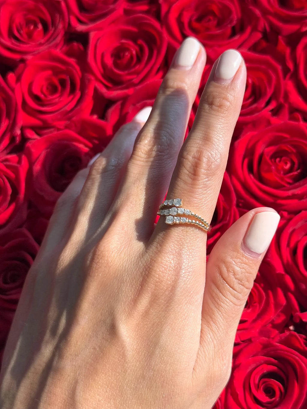 Classy Diamond Bypass Ring in 14k Yellow Gold