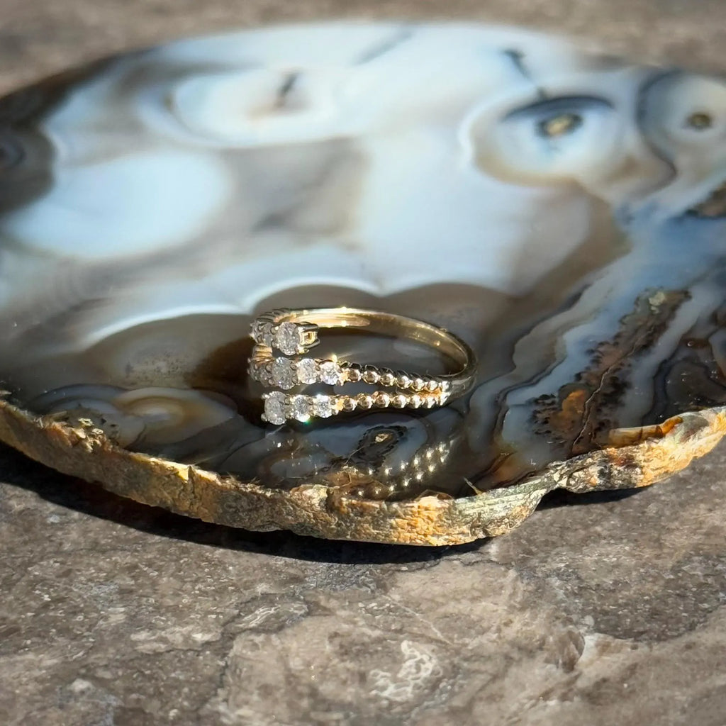 Classy Diamond Bypass Ring in 14k Yellow Gold