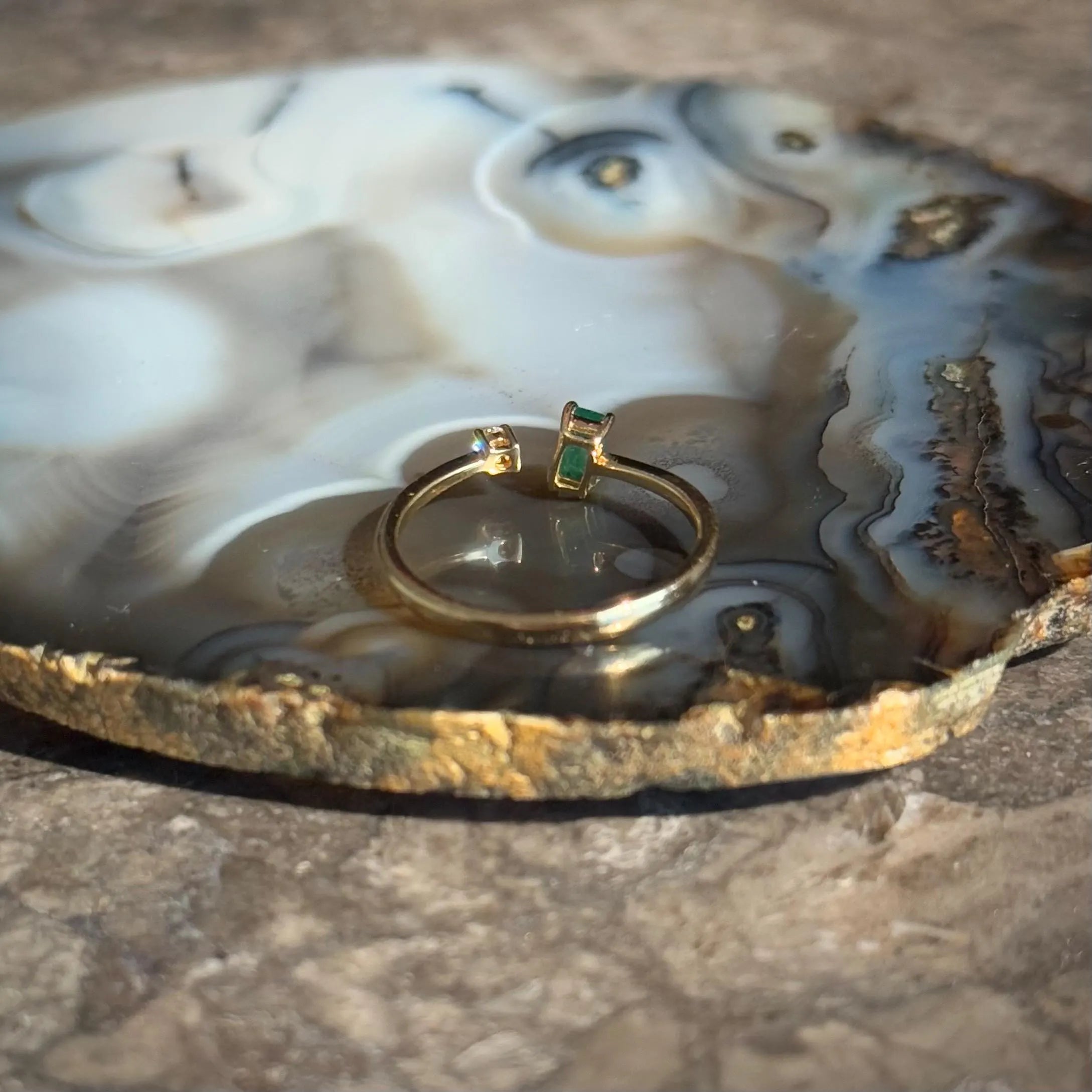 Toi et Moi Emerald Diamond Ring in 18k Yellow Gold