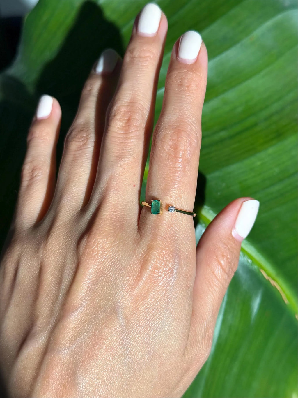 Toi et Moi Emerald Diamond Ring in 18k Yellow Gold