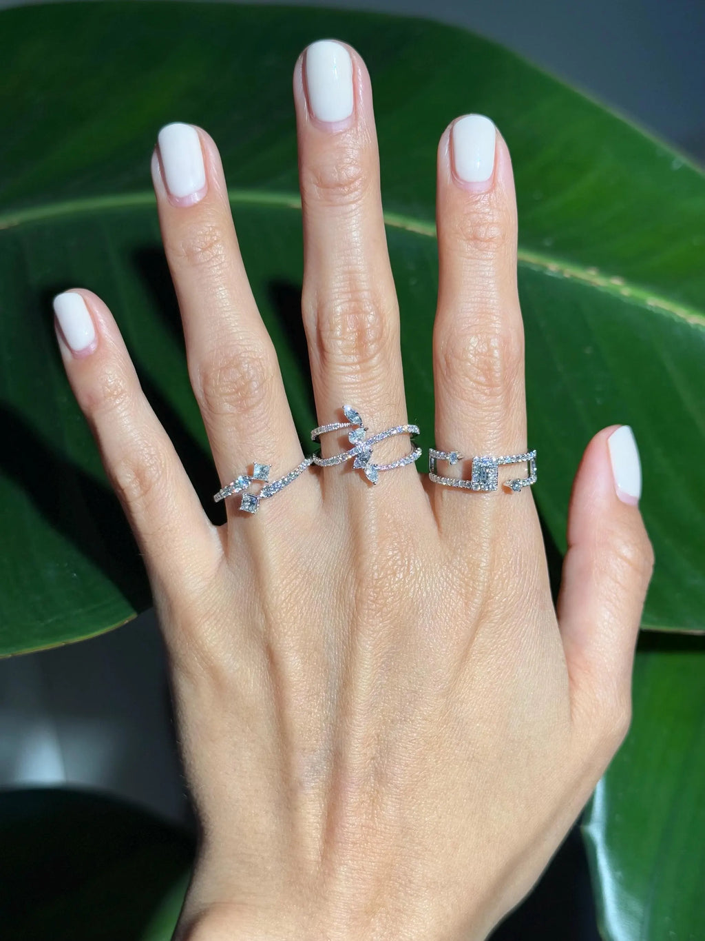 Princess Diamond Bypass Ring in 14k White Gold