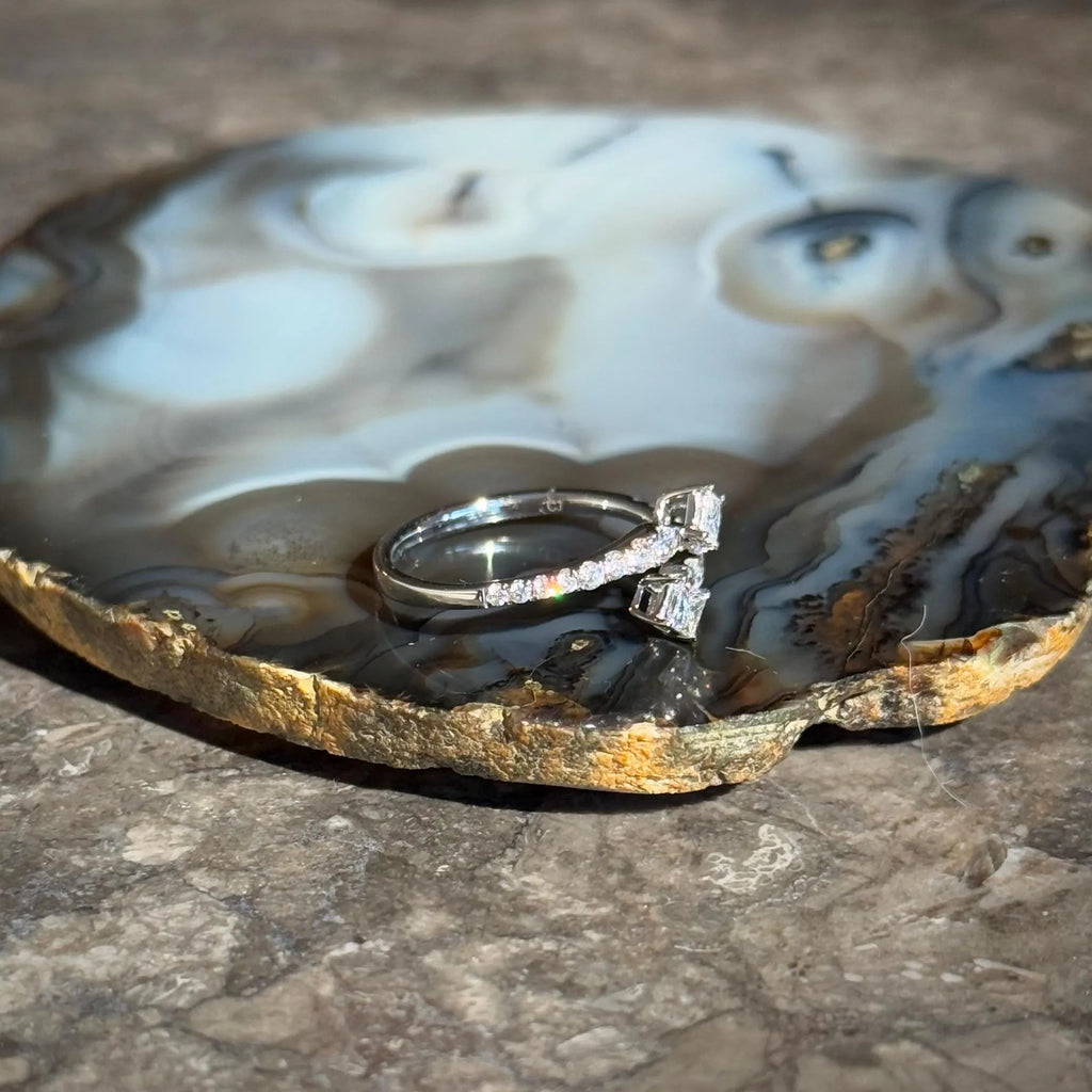 Princess Diamond Bypass Ring in 14k White Gold