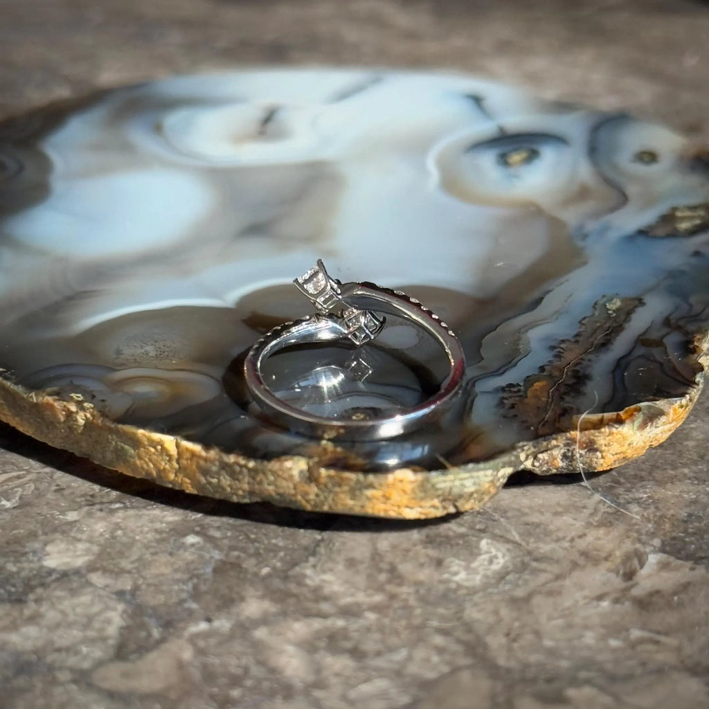 Princess Diamond Bypass Ring in 14k White Gold