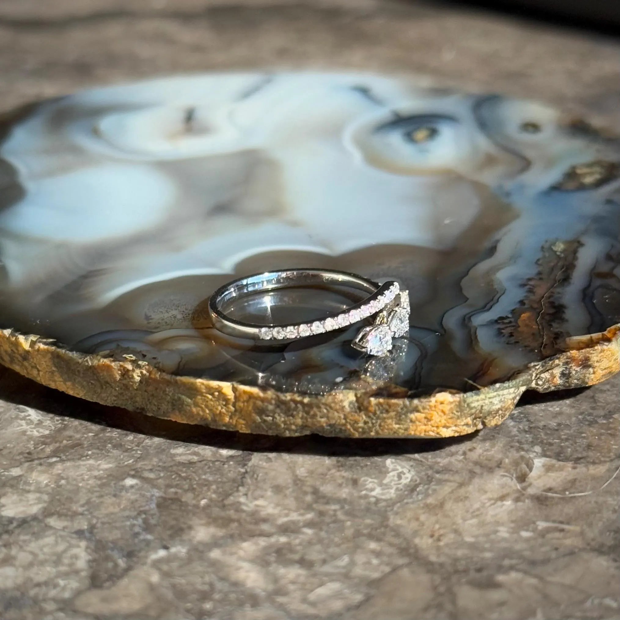 Classy Diamond Bypass Ring in 18k White Gold