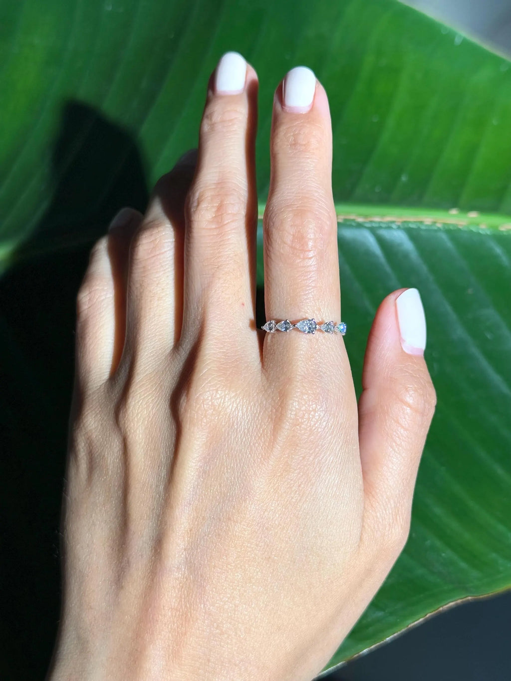 Classy Diamond Bypass Ring in 18k White Gold