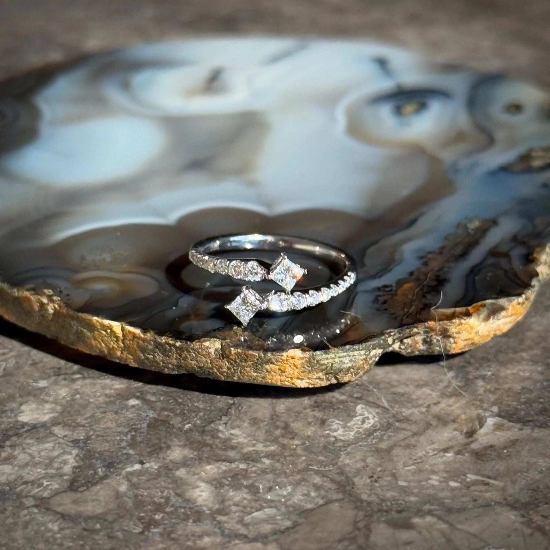 Princess Diamond Bypass Ring in 14k White Gold