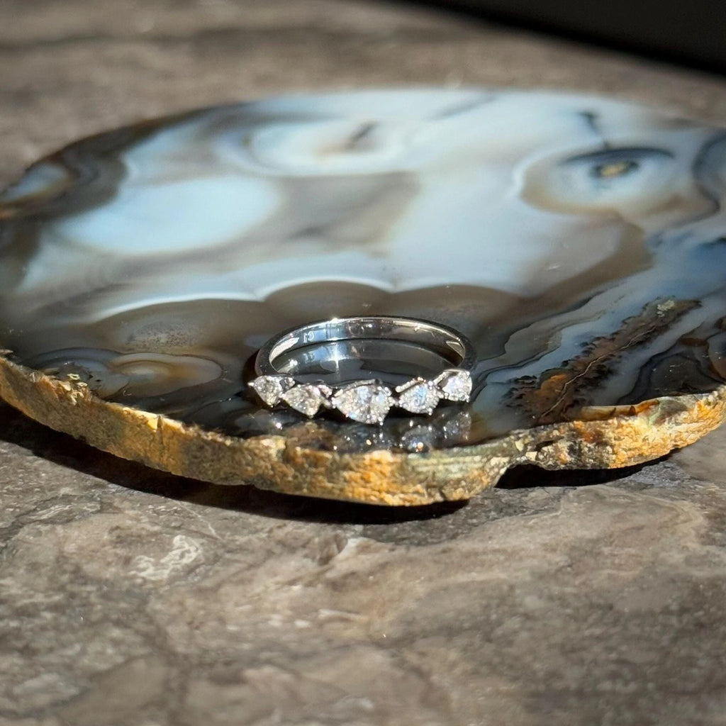 Classy Diamond Bypass Ring in 18k White Gold