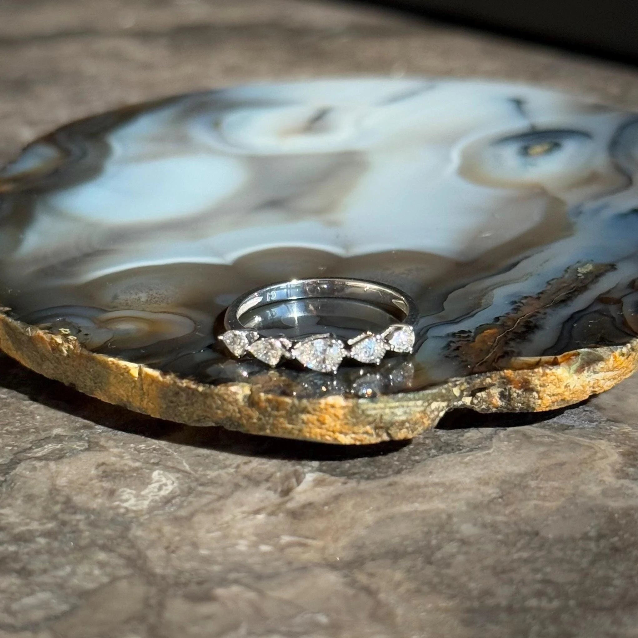 Classy Diamond Bypass Ring in 18k White Gold