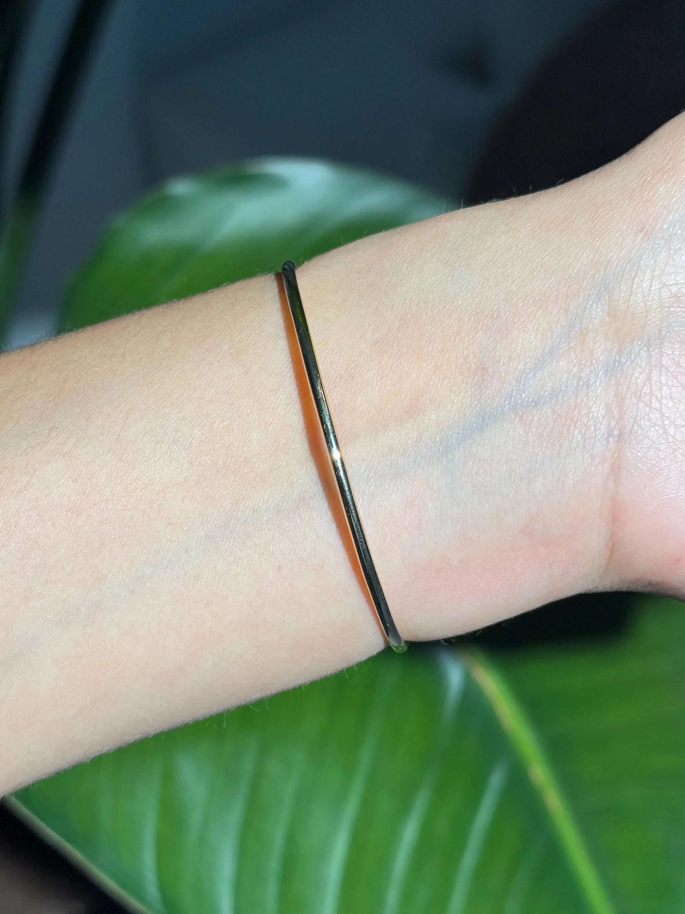 Emerald Diamond Bangle Bracelet in 14k Yellow Gold