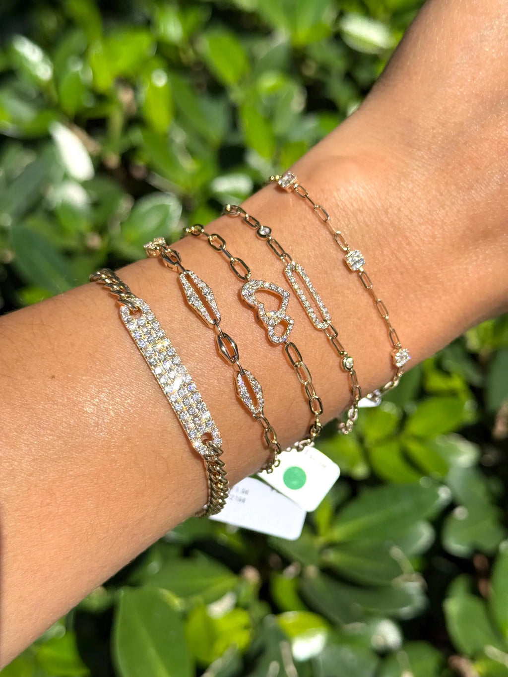 Diamond Paper Clip Chain Bracelet in 14k Yellow Gold