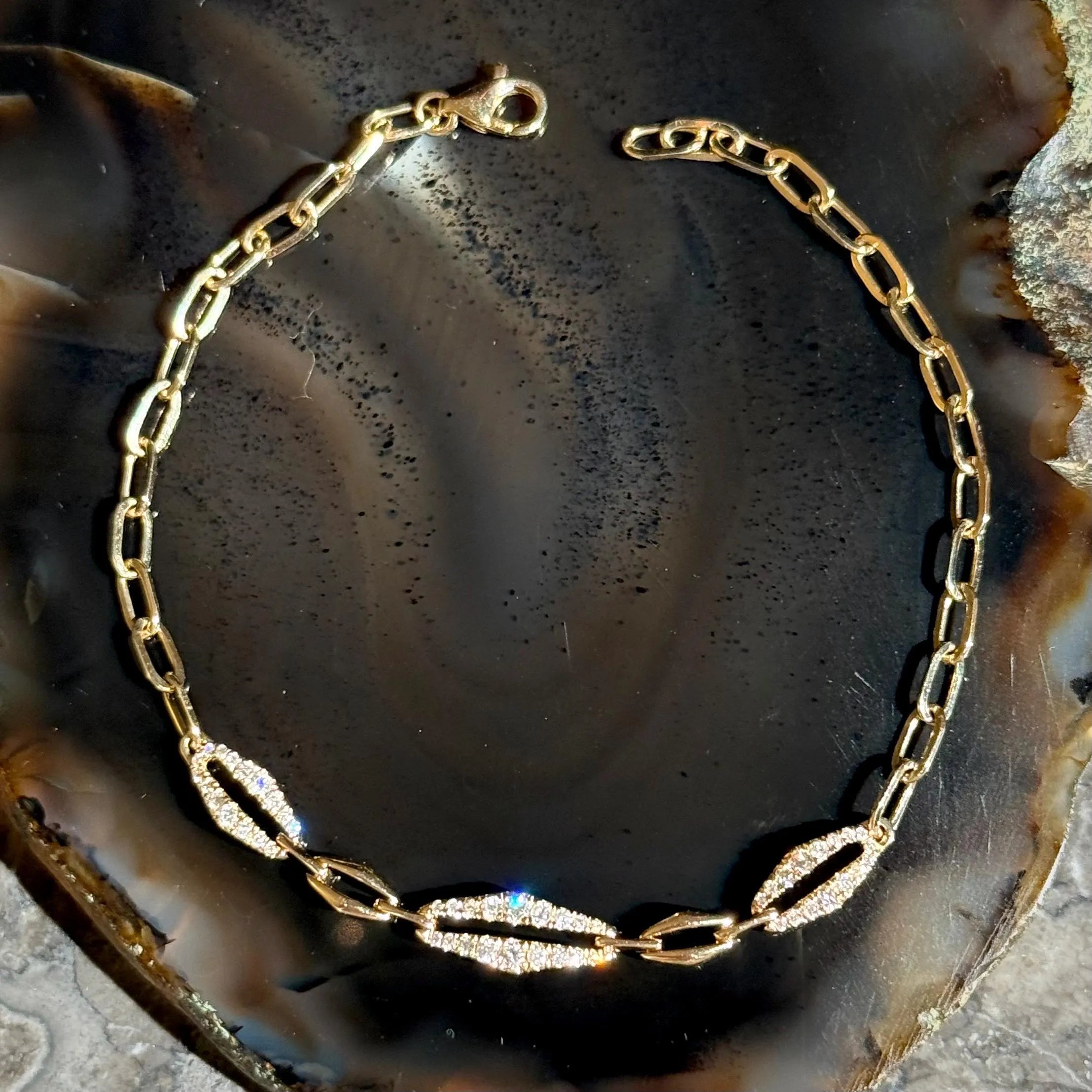 Stackable Diamond Chain Bracelet in 14k Yellow Gold