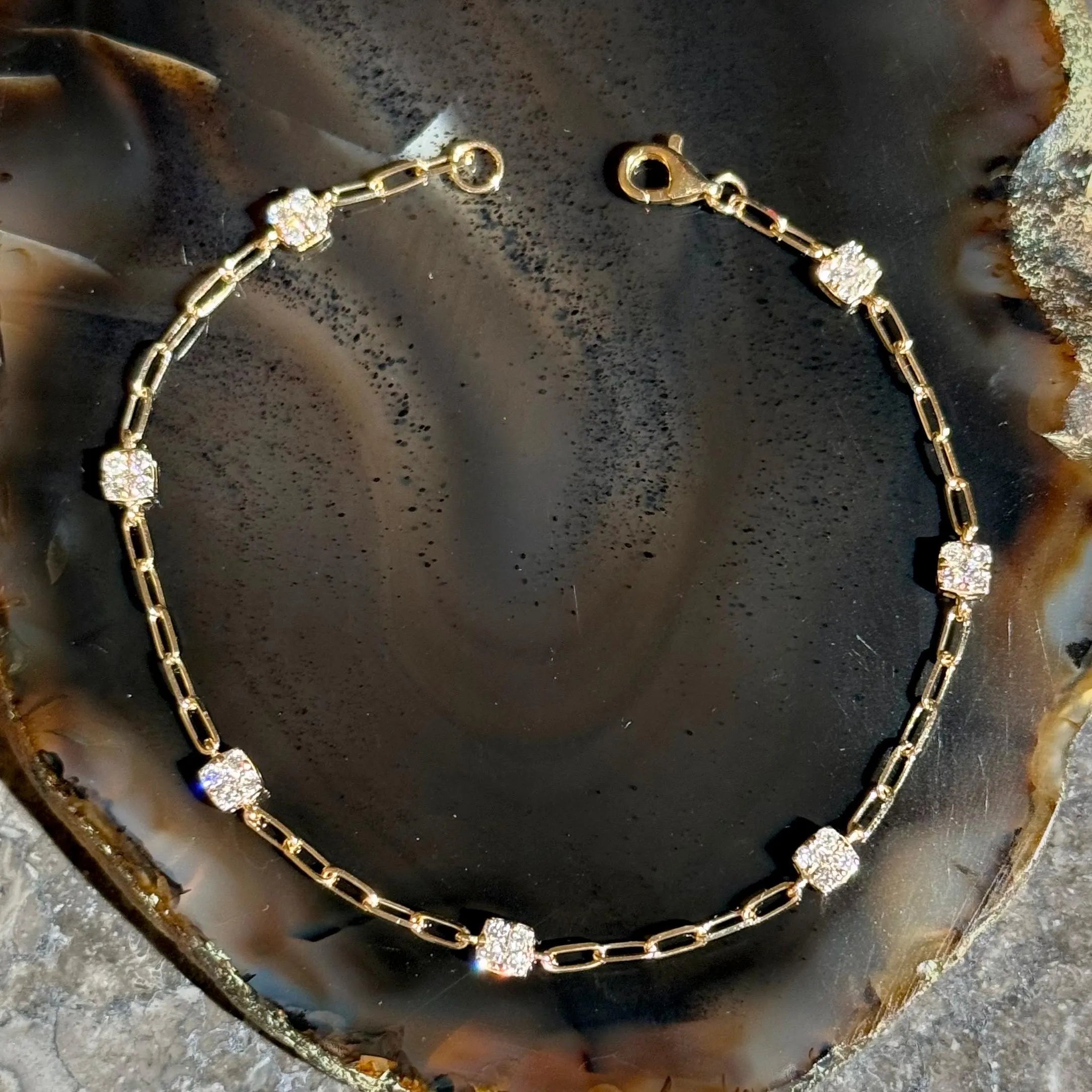 Diamond Chain Bracelet in 14k Yellow Gold