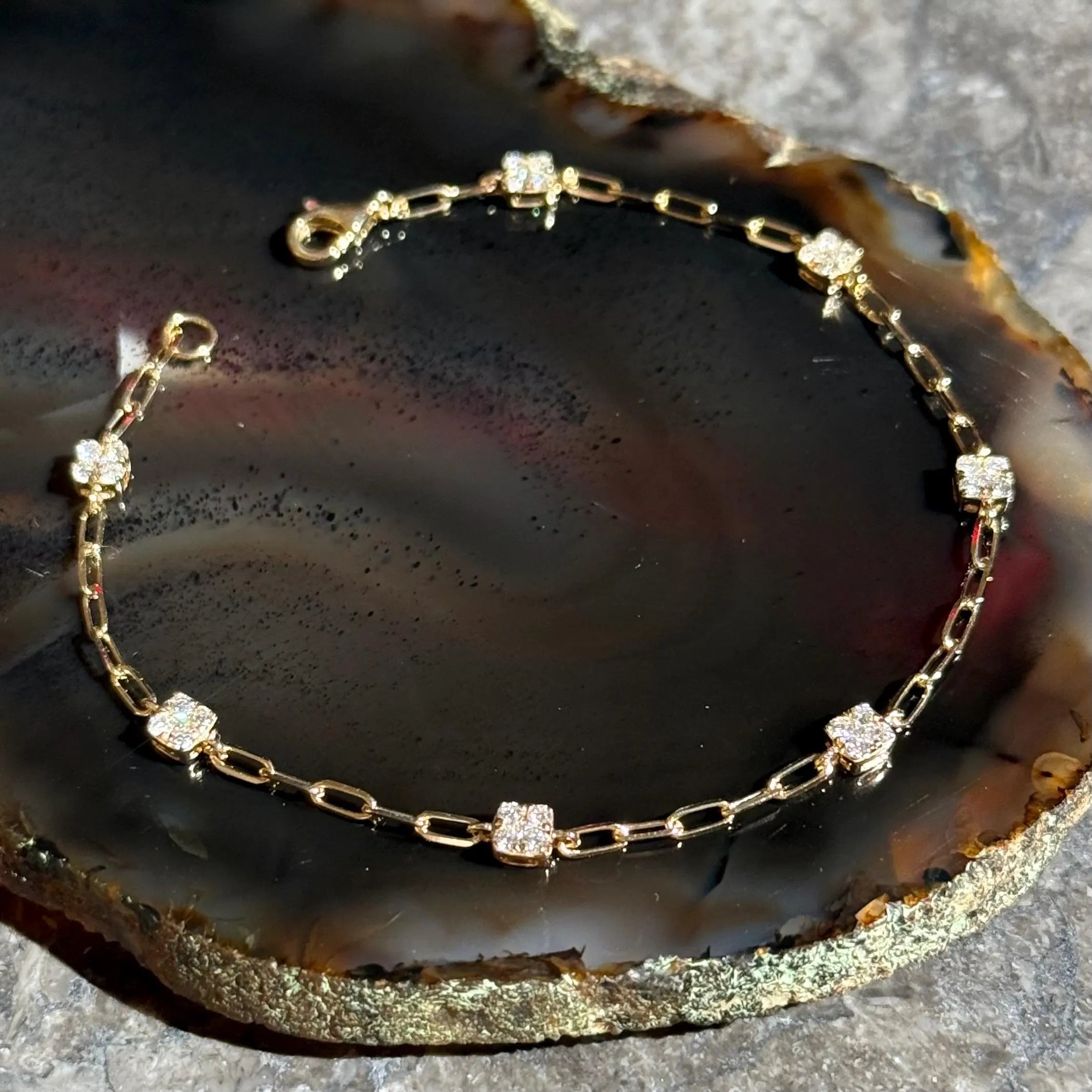 Diamond Chain Bracelet in 14k Yellow Gold