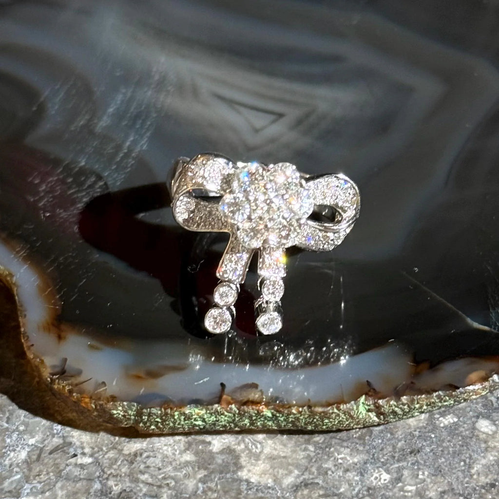 Diamond Ribbon Ring in 18k White Gold