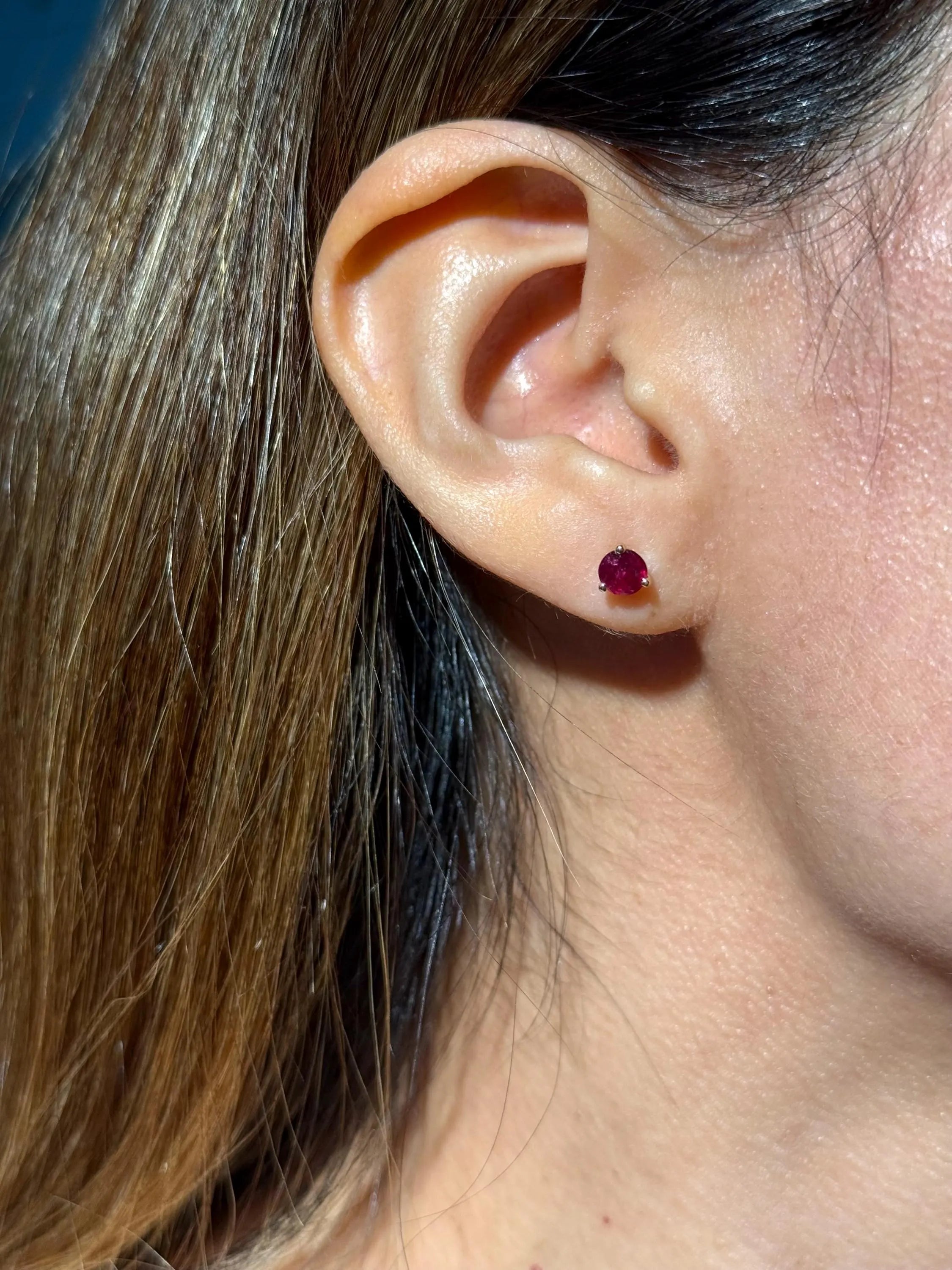 Ruby Stud Earrings in 14k Yellow Gold