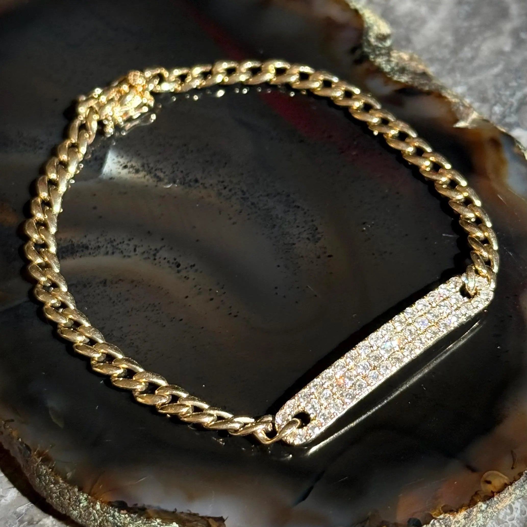 Diamond Bar Chain Bracelet in 14k Yellow Gold