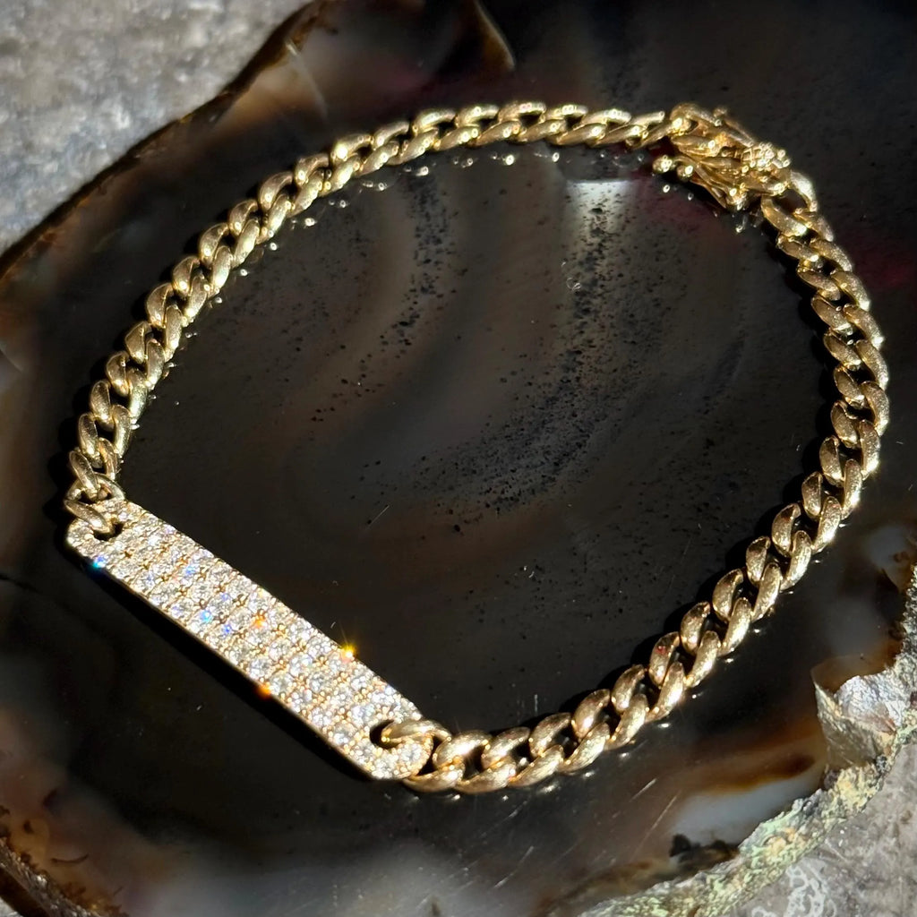 Diamond Bar Chain Bracelet in 18k Yellow Gold