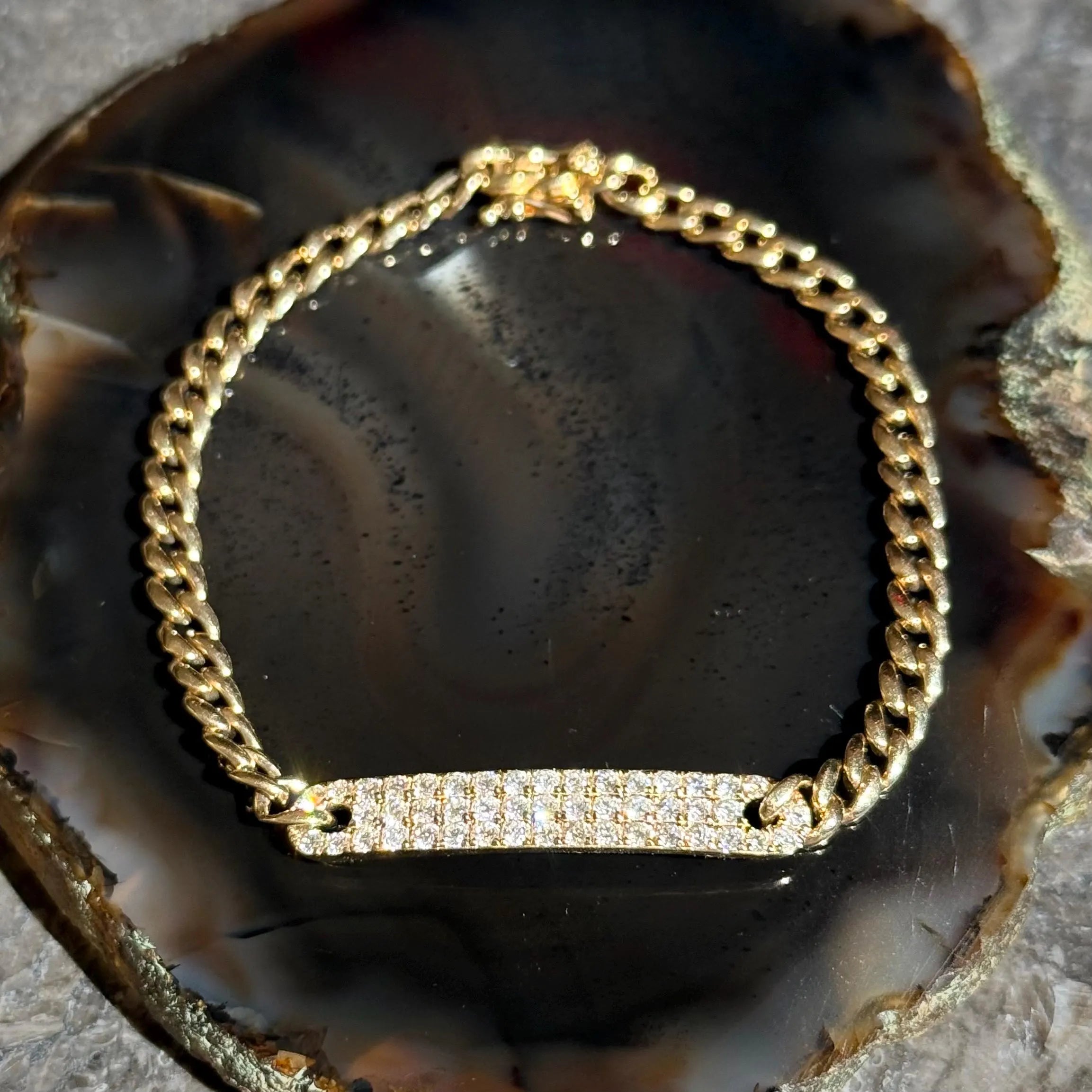 Diamond Bar Chain Bracelet in 14k Yellow Gold