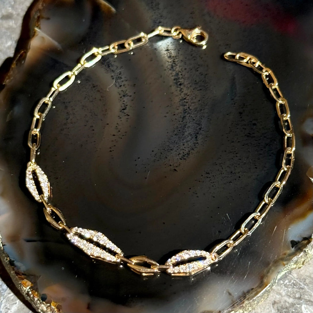 Stackable Diamond Chain Bracelet in 14k Yellow Gold