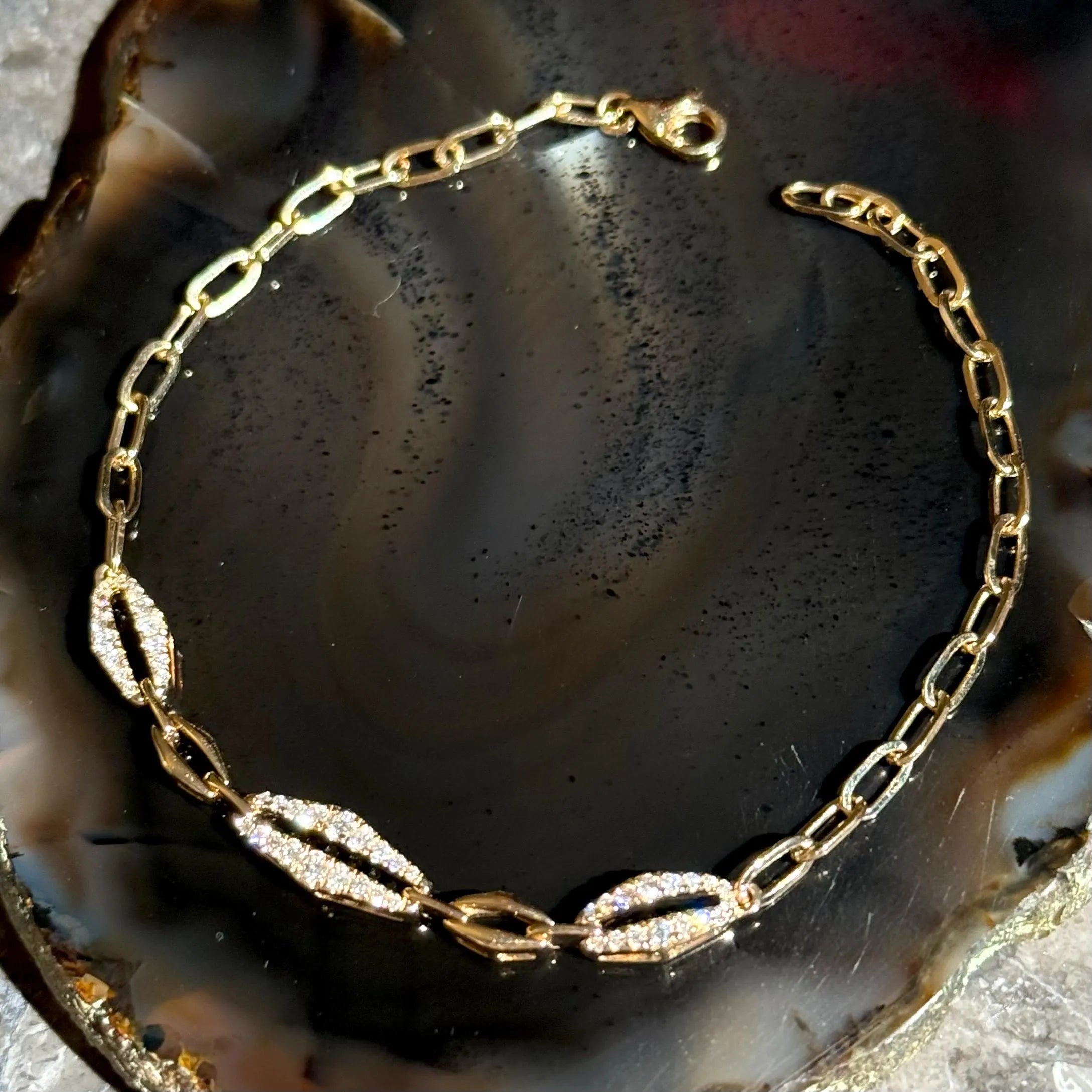 Stackable Diamond Chain Bracelet in 14k Yellow Gold